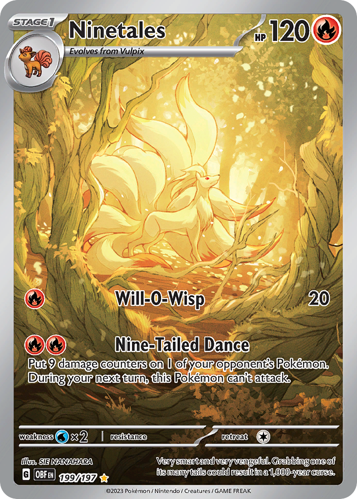 Ninetales 199/197 Illustration Rare Obsidian Flames NM/M