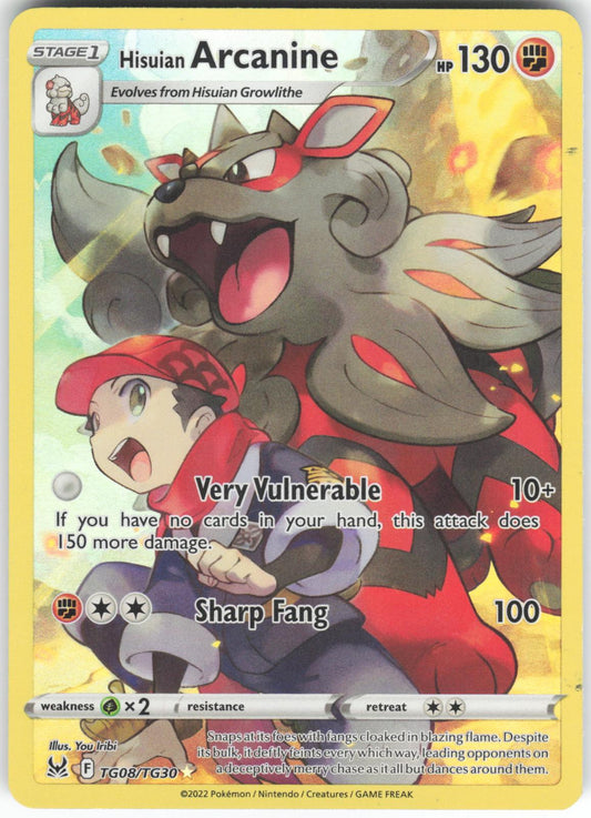 Hisuian Arcanine TG08/TG30 Lost Origin Trainer Gallery Holo LP