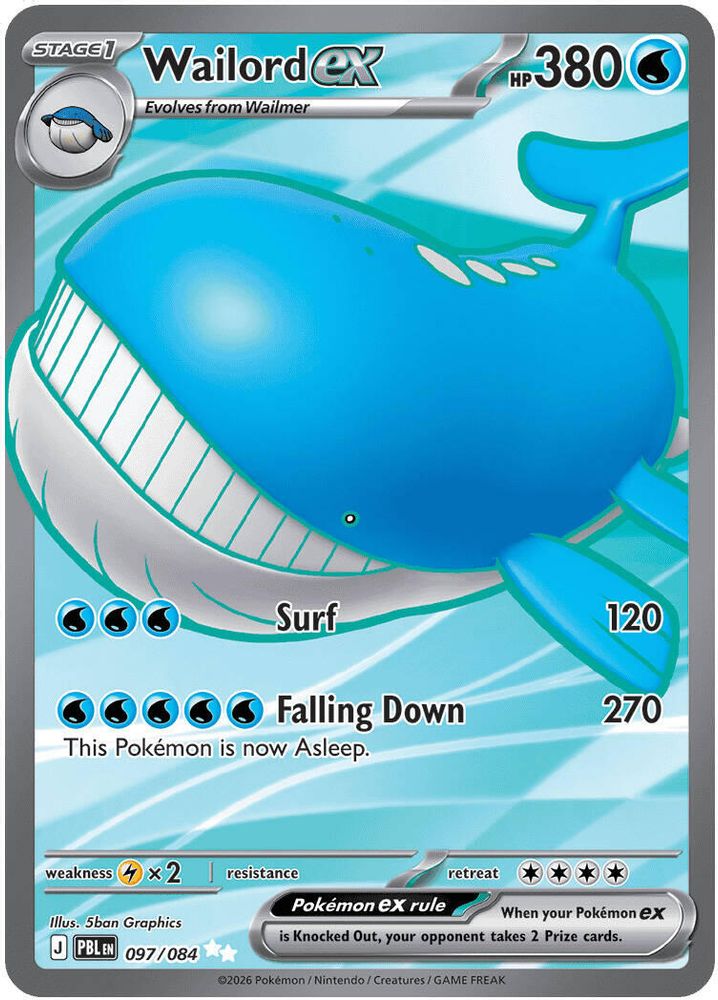 Wailord ex 097/084 Ultra Rare Holo Pitch Black NM/M