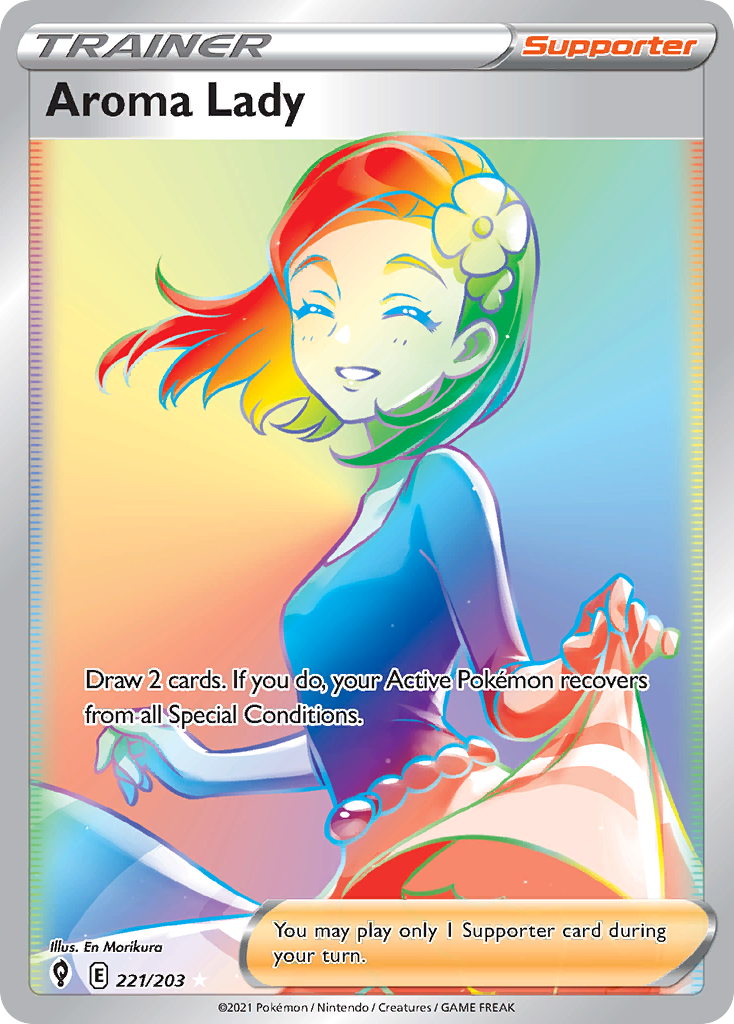 Aroma Lady 221/203 Rainbow Rare Evolving Skies NM/M
