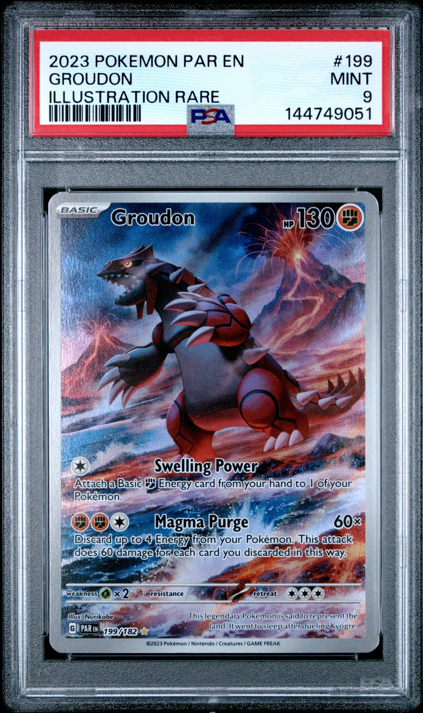 PSA 9 2023 POKEMON PAR EN-PARADOX RIFT #199 GROUDON ILLUSTRATION RARE 144749051