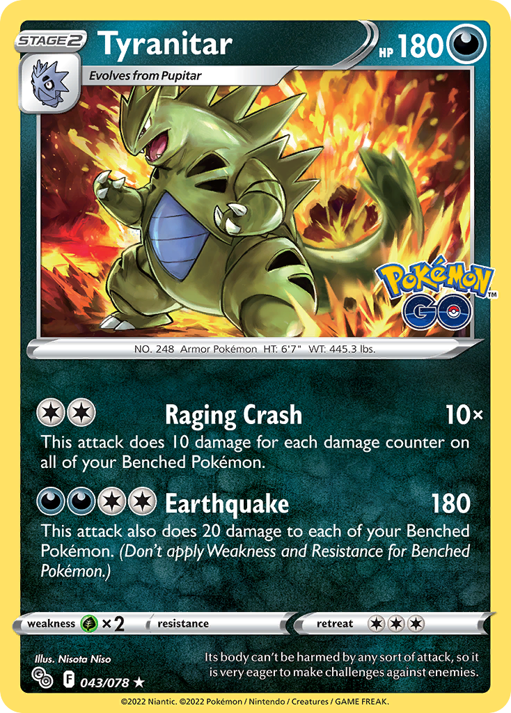 Tyranitar 043/078 Rare Pokemon GO Holo NM/LP