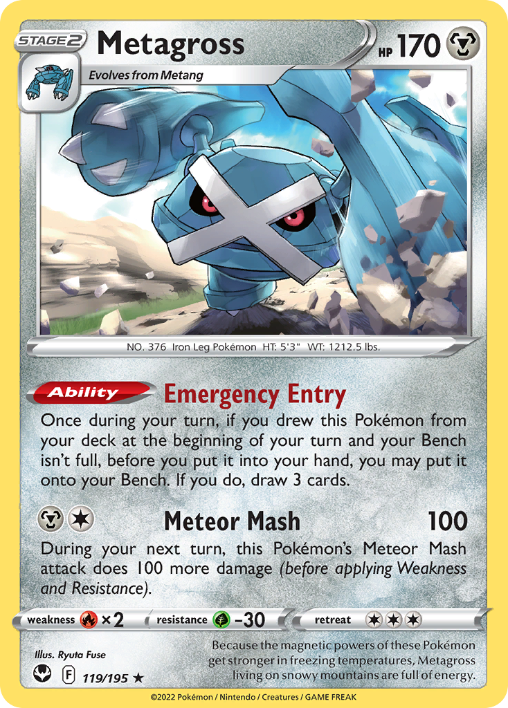Metagross 119/195 Rare Silver Tempest Holo NM/LP