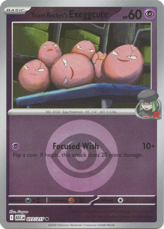 Team Rocket's exeggcute (Energy Symbol Pattern) 077/217 Reverse Holo Ascended Heroes NM/M