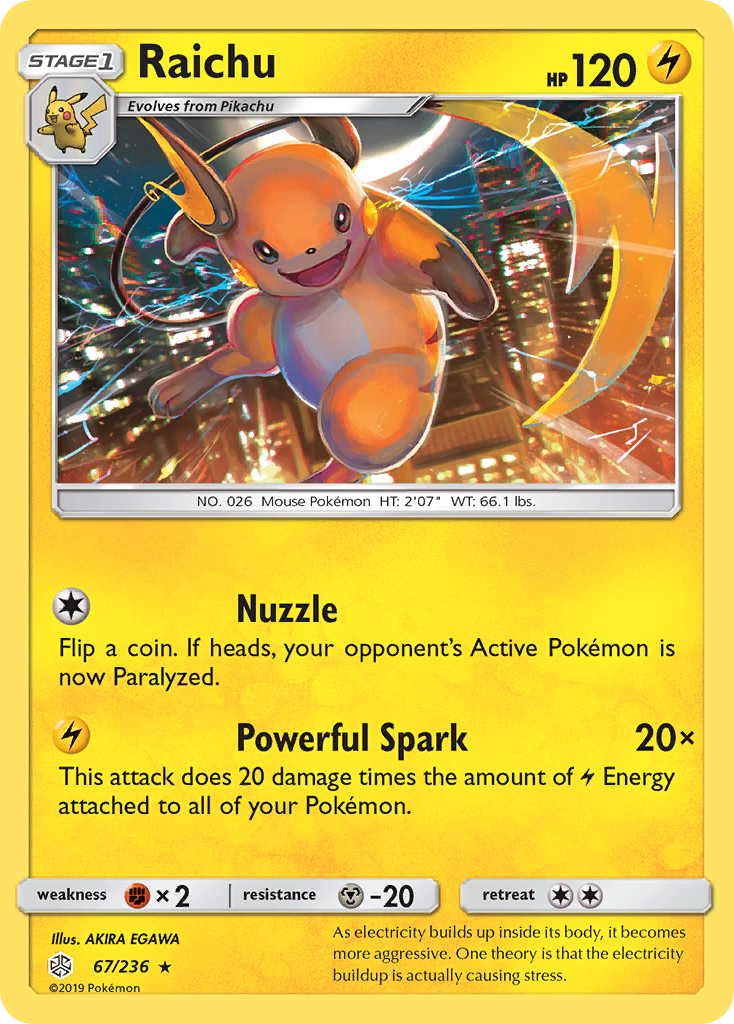 Raichu 67/236 Rare Cosmic Eclipse NM/M