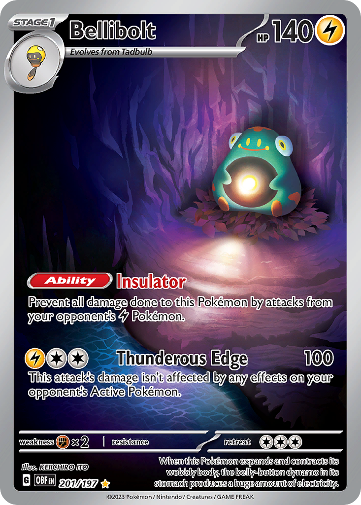 Bellibolt 201/197 Illustration Rare Obsidian Flames NM/M