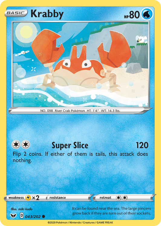 Krabby 043/202 Common Reverse Holo Sword & Shield NM/LP