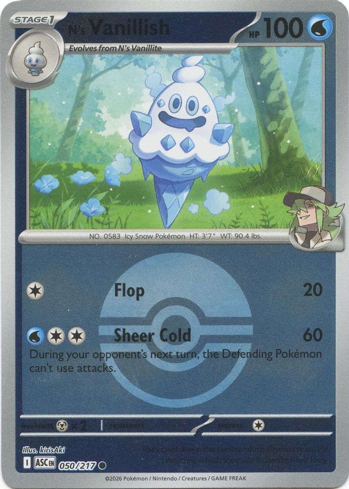 N's Vanillish (Poke Ball) 050/217 Common Reverse Holo Ascended Heroes NM/M