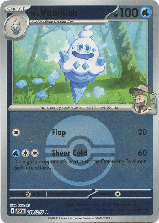 N's Vanillish (Poke Ball) 050/217 Common Reverse Holo Ascended Heroes NM/M