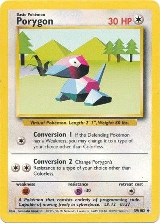 Porygon 39/102 Uncommon Base Set Unlimited NM/M