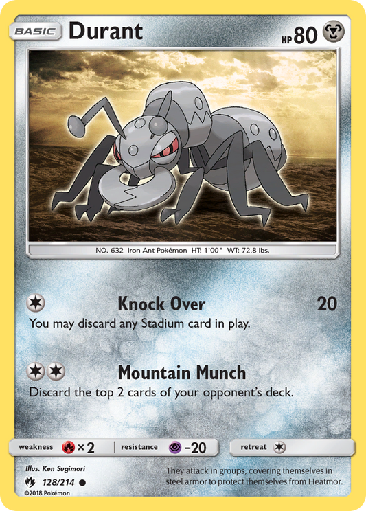 Durant 128/214 Common Reverse Holo Lost Thunder NM/LP