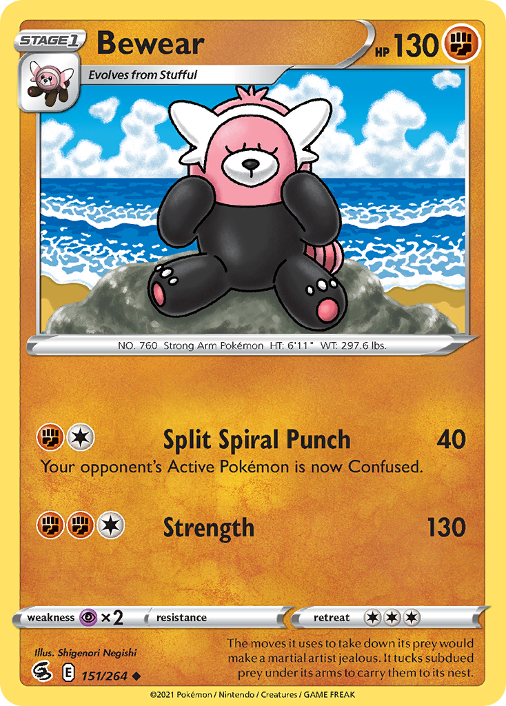 Bewear 151/264 UnCommon Reverse Holo Reverse Holo Fusion Strike NM/LP