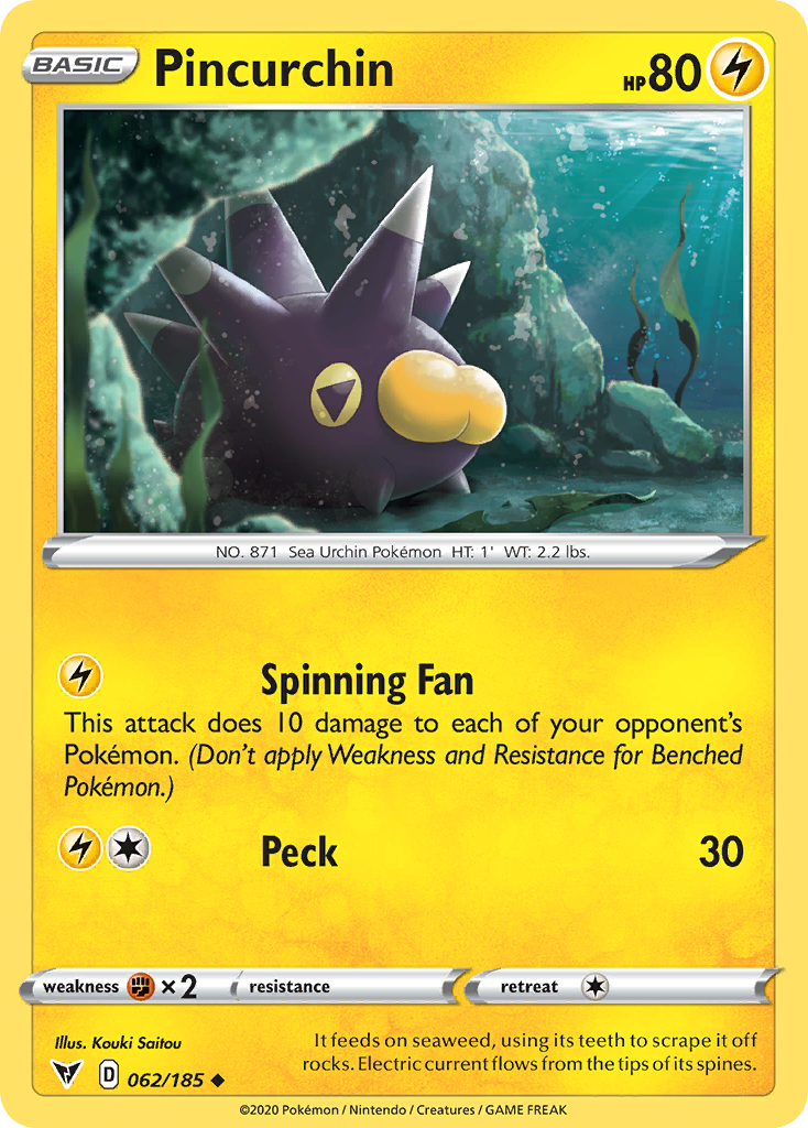 Pincurchin 062/185 Uncommon Reverse Holo Vivid Voltage NM/LP