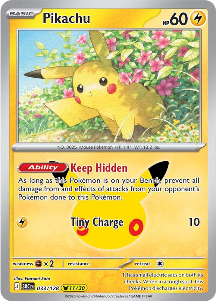 Pikachu 033/128 Pikachu Rare ME: 30th Celebration Holo NM/M