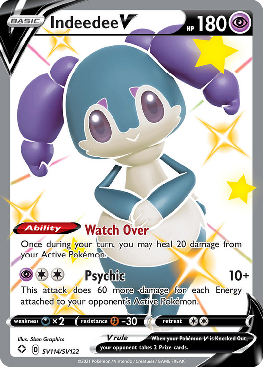 Indeedee V SV114/SV122 V Rare Shining Fates Shiny Vault Holo NM/M