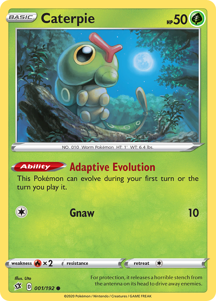Caterpie 001/192 Common Reverse Holo Rebel Clash NM/LP