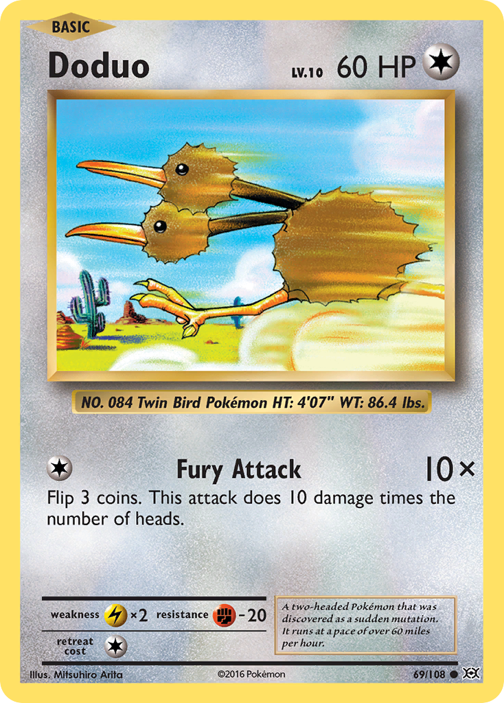 Doduo 69/108 Common Reverse Holo Evolutions NM/LP