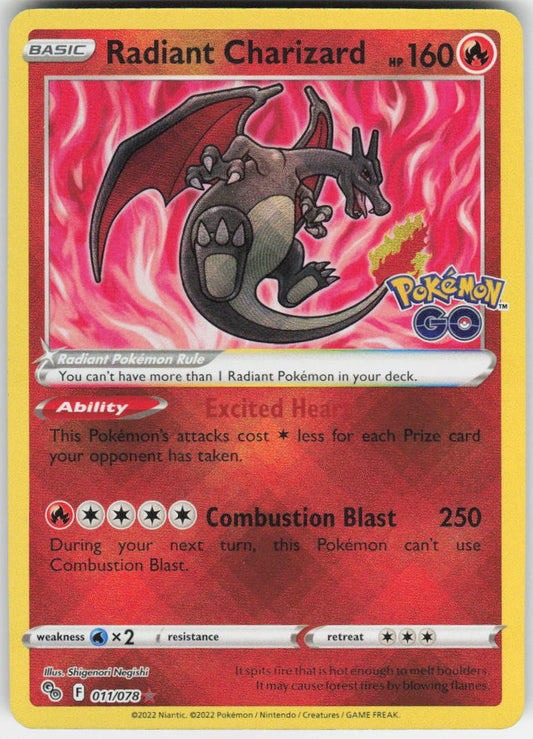 Radiant Charizard Radiant Rare Pokemon GO 011/078 NM