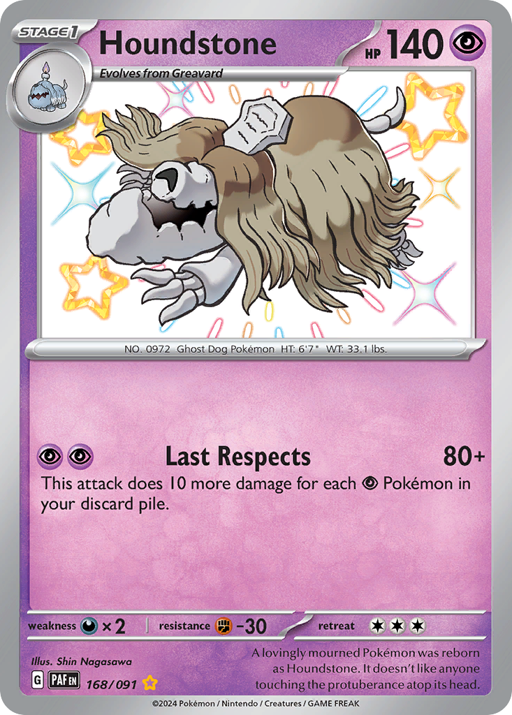 Houndstone 168/091 Shiny Rare Paldean Fates NM/M