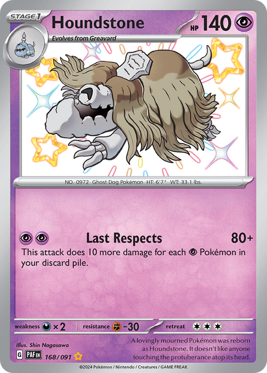 Houndstone 168/091 Shiny Rare Paldean Fates NM/M
