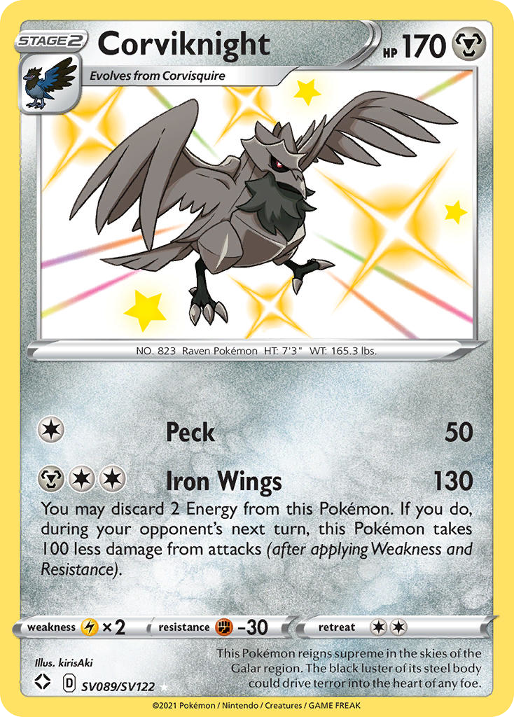 Corviknight SV089/SV122 Shiny Rare Shining Fates Shiny Vault NM/M