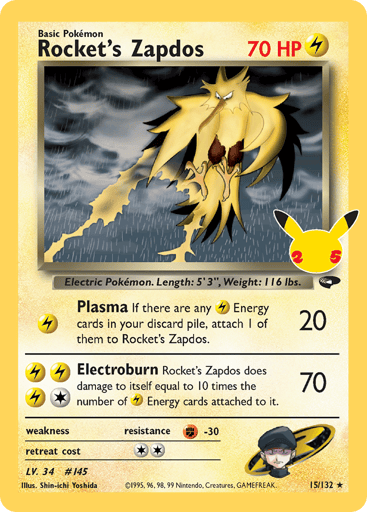 Rocket's Zapdos 15/132 Celebrations: Classic Collection holo NM/M