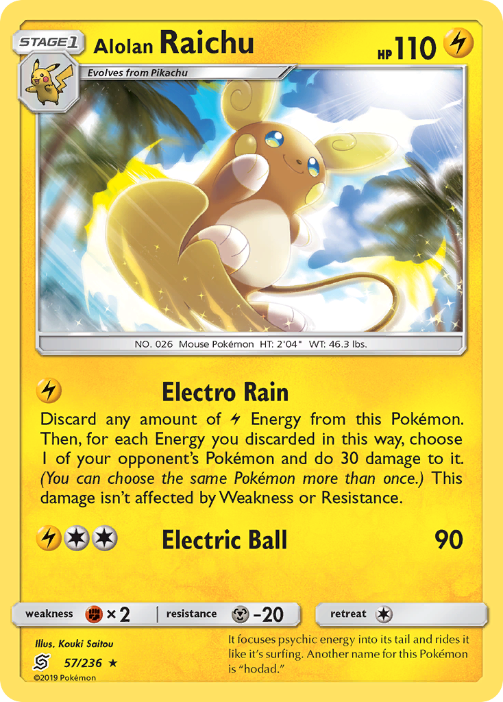 Alolan Raichu 57/236 Rare Reverse Holo Unified Minds NM/M