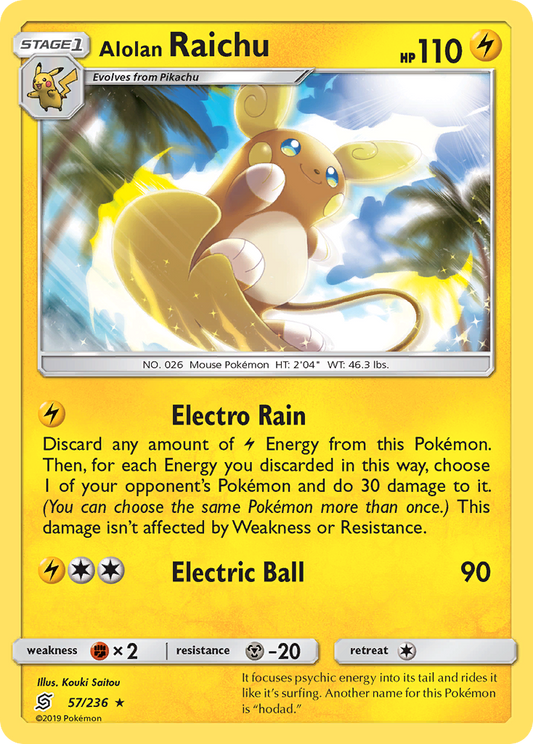 Alolan Raichu 57/236 Rare Reverse Holo Unified Minds Holo NM/M