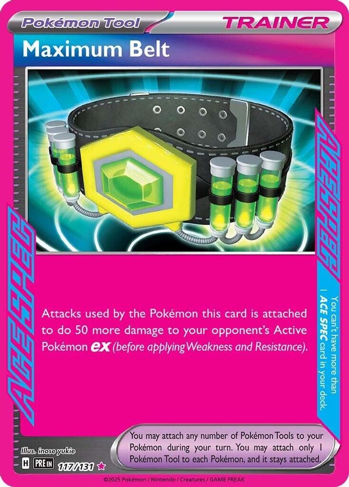 Maximum Belt 117/131 ACE SPEC Rare Prismatic Evolutions Holo NM/M