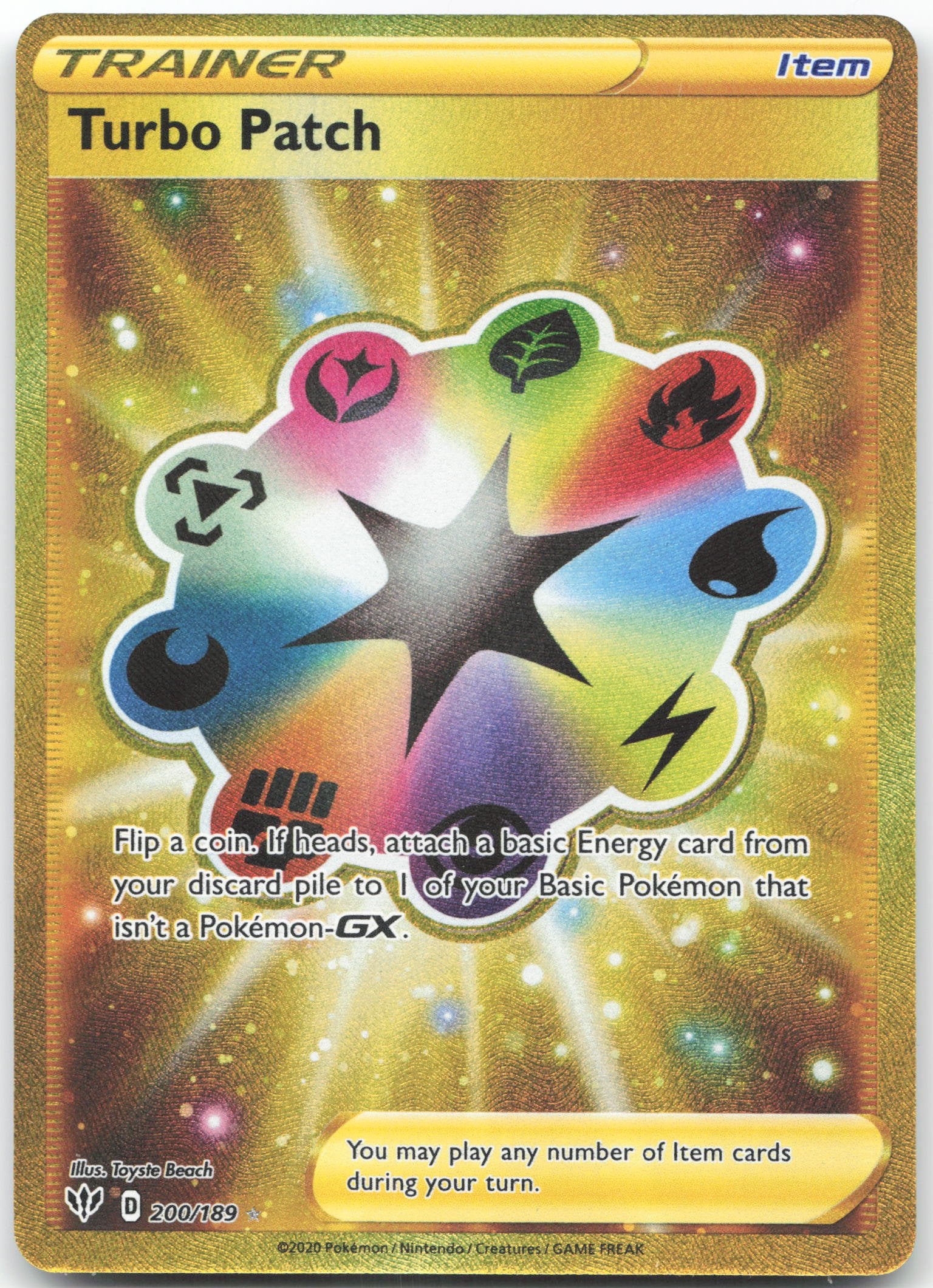 Turbo Patch (Secret) Secret Rare SWSH03: Darkness Ablaze 200/189 NM