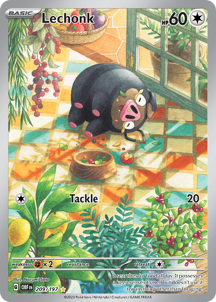 Lechonk 209/197 Illustration Rare Obsidian Flames NM/M
