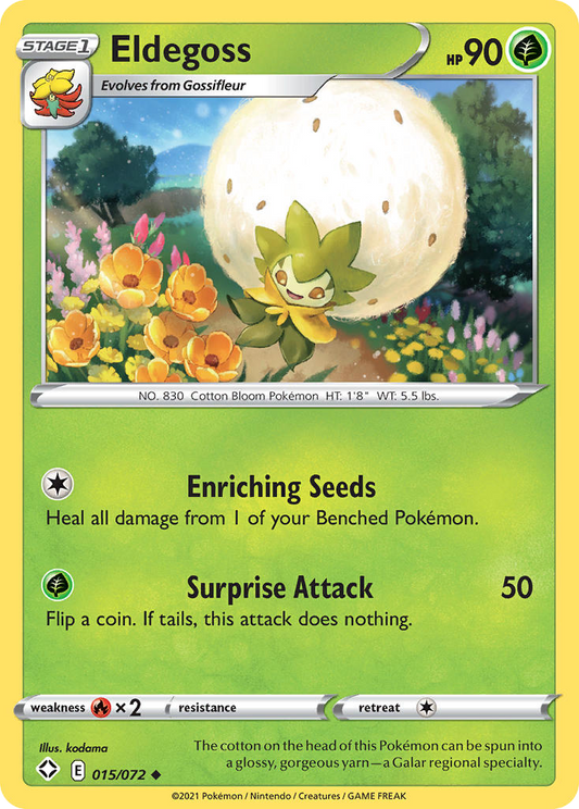 Eldegoss 015/072 Uncommon Reverse Holo Shining Fates NM/LP