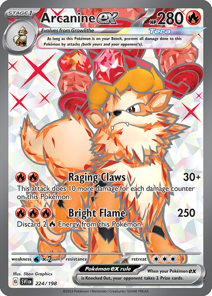 Arcanine ex 224/198 Ultra Rare Scarlet & Violet NM/M