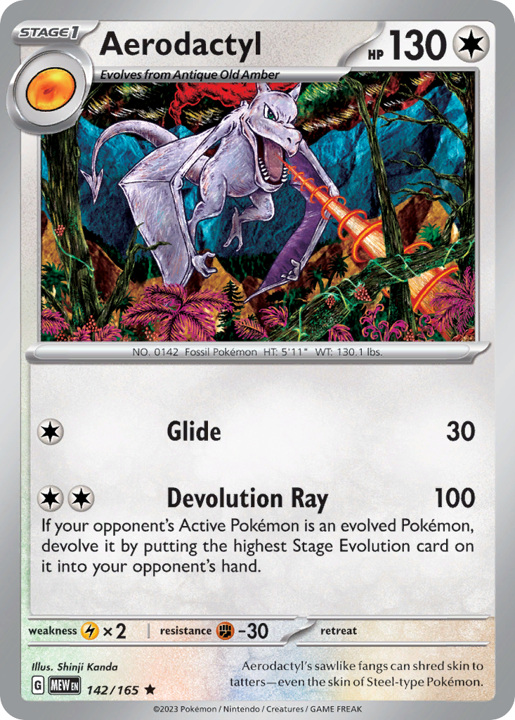 Aerodactyl 142/165 Rare Reverse Holo 151 NM/LP