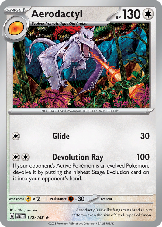 Aerodactyl 142/165 Rare Reverse Holo 151 NM/LP