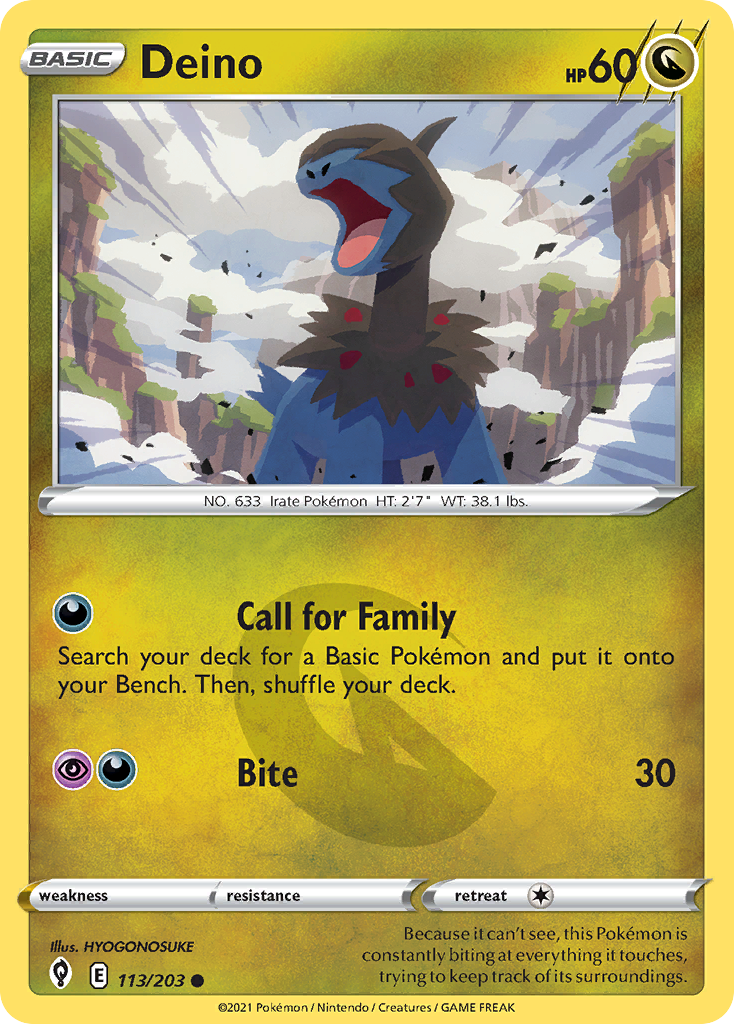 Deino 113/203 Common Reverse Holo Evolving Skies NM/LP