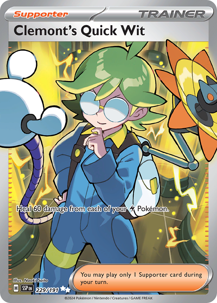 Clemont's Quick Wit 229/191 Ultra Rare Surging Sparks NM/M