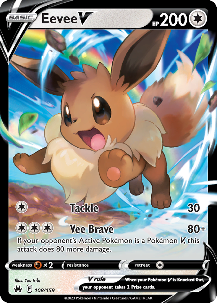 Eevee V 108/159 V Rare Crown Zenith Holo NM/M