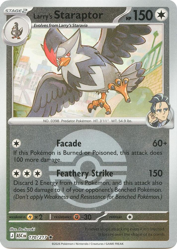 Larry's Staraptor (Poke Ball) 170/217 Rare Reverse Holo Ascended Heroes NM/M