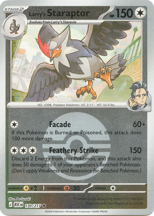 Larry's Staraptor (Poke Ball) 170/217 Rare Reverse Holo Ascended Heroes NM/M