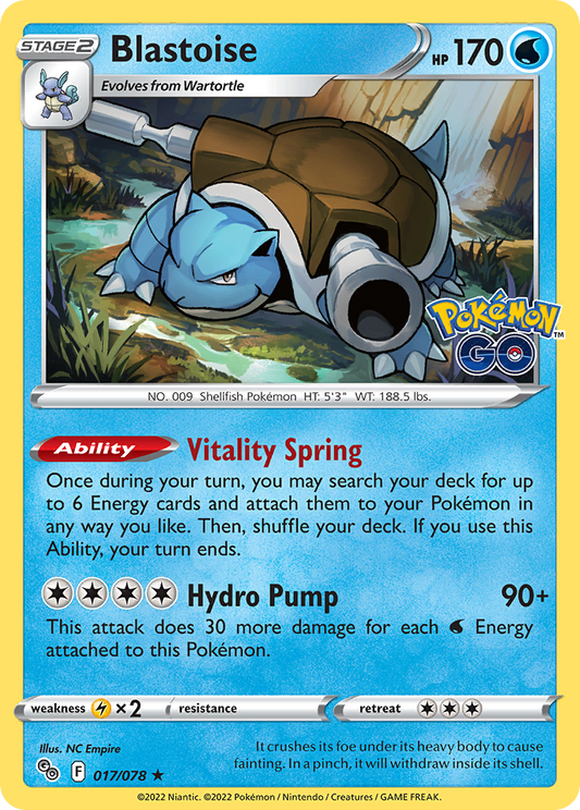Blastoise 017/078 Rare Pokemon GO Holo NM/M