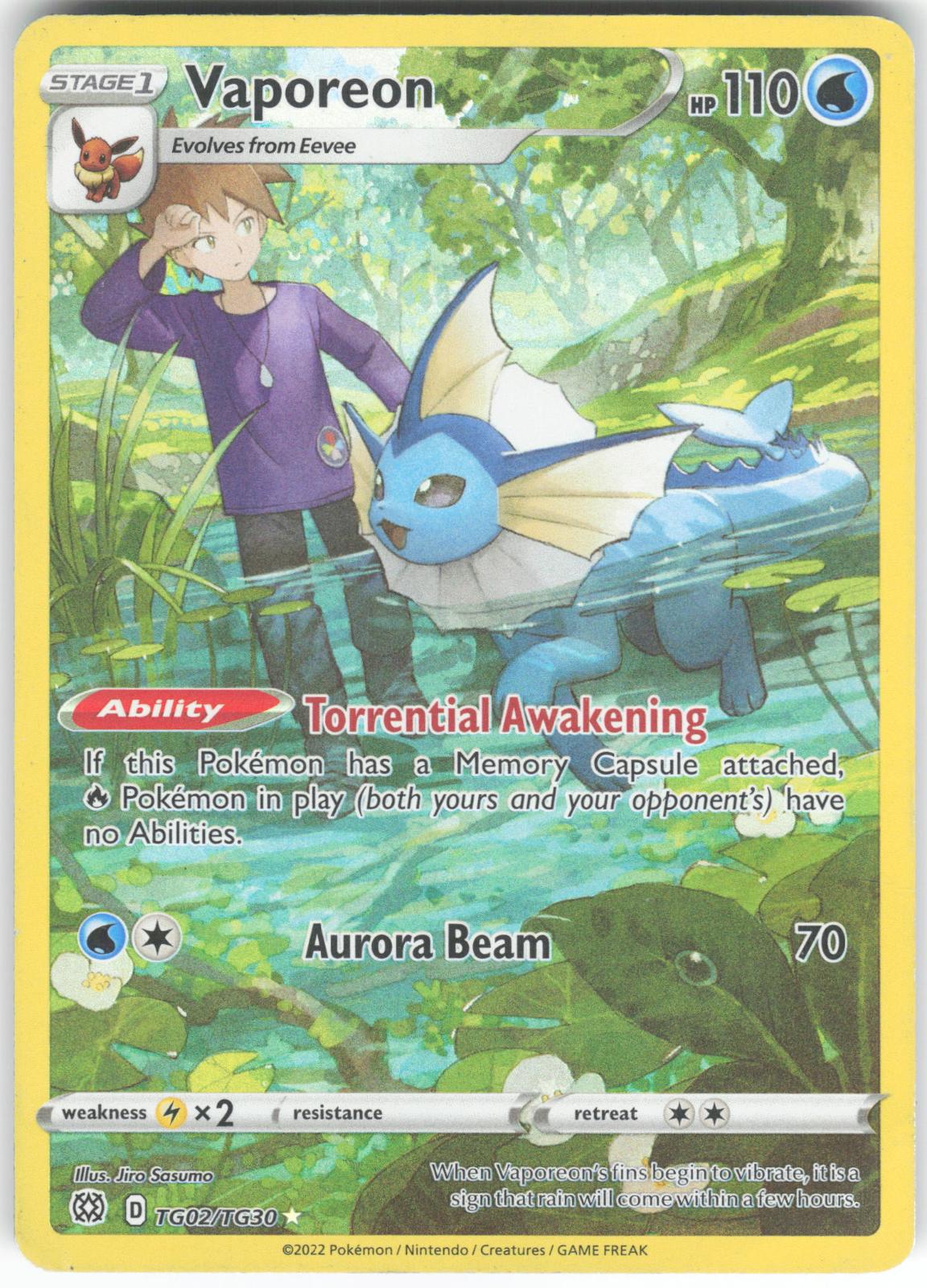 Vaporeon TG02/TG30 Trainer Gallery Rare Brilliant Stars Trainer Gallery Holo DMG