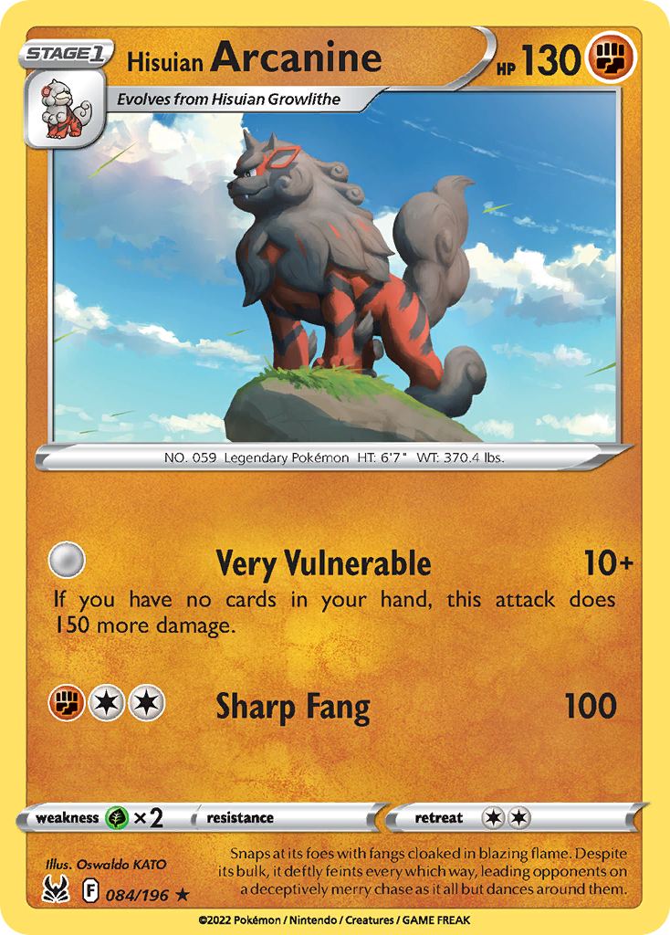 Hisuian Arcanine 084/196 Rare Lost Origin Holo NM/LP