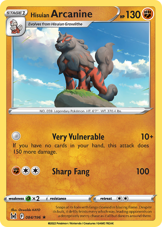 Hisuian Arcanine 084/196 Rare Reverse Holo Lost Origin NM/M