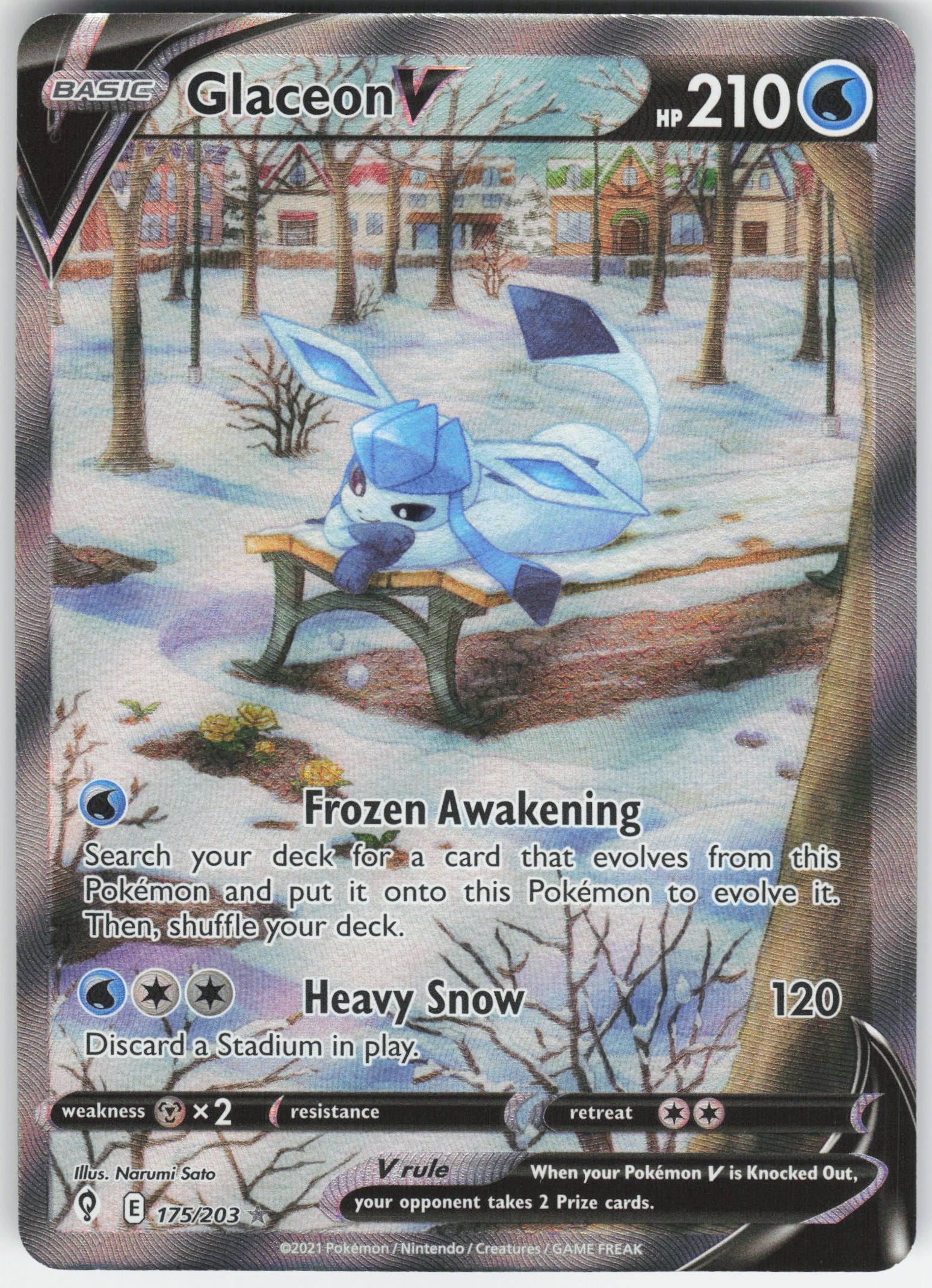 Glaceon V (Alternate Full Art) Ultra Rare SWSH07: Evolving Skies 175/203 NM