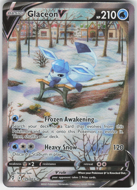 Glaceon V (Alternate Full Art) Ultra Rare SWSH07: Evolving Skies 175/203 NM