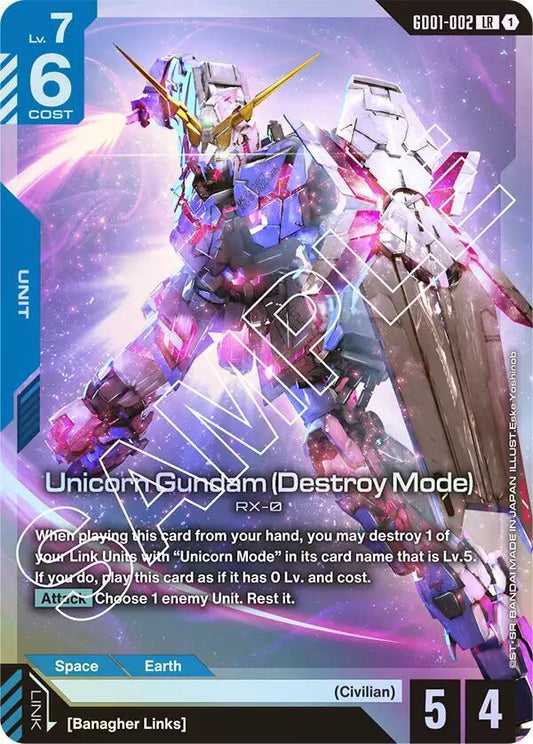 Unicorn Gundam (Destroy Mode) GD01-002 LR Newtype Rising NM/M
