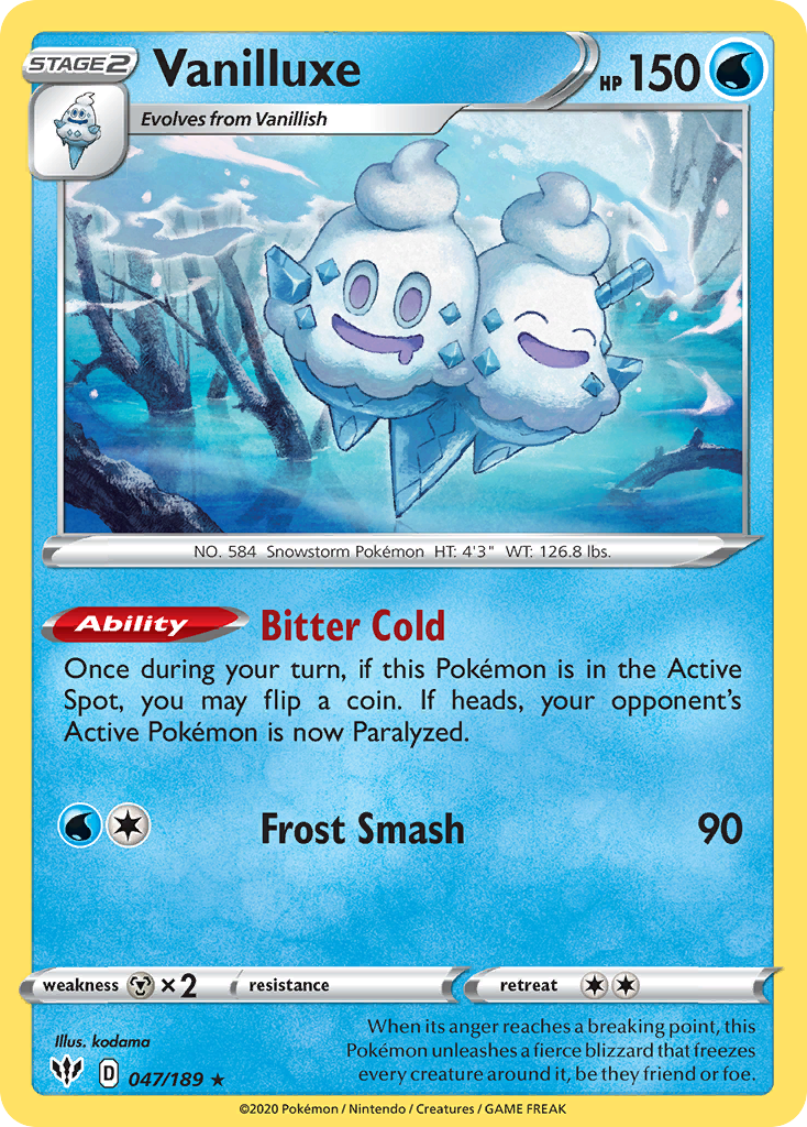 Vanilluxe 047/189 Rare Reverse Holo Darkness Ablaze NM/LP