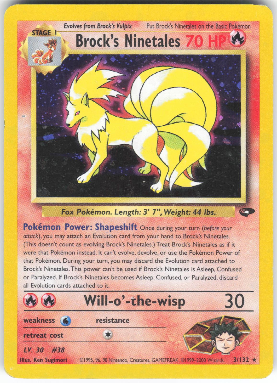 Brock's Ninetales 3/132 Rare Gym Challenge Unlimited Holo DMG