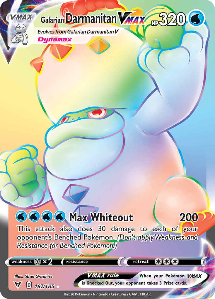Galarian Darmanitan VMAX 187/185 Rainbow Rare Vivid Voltage NM/M